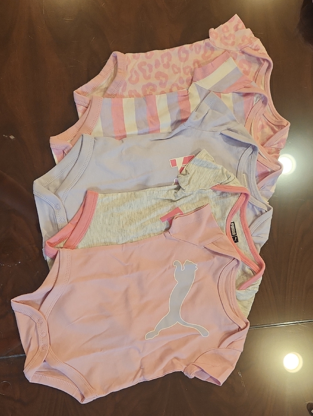 Puma Baby Girls Pink & Lavender Logo Bodysuit Pack